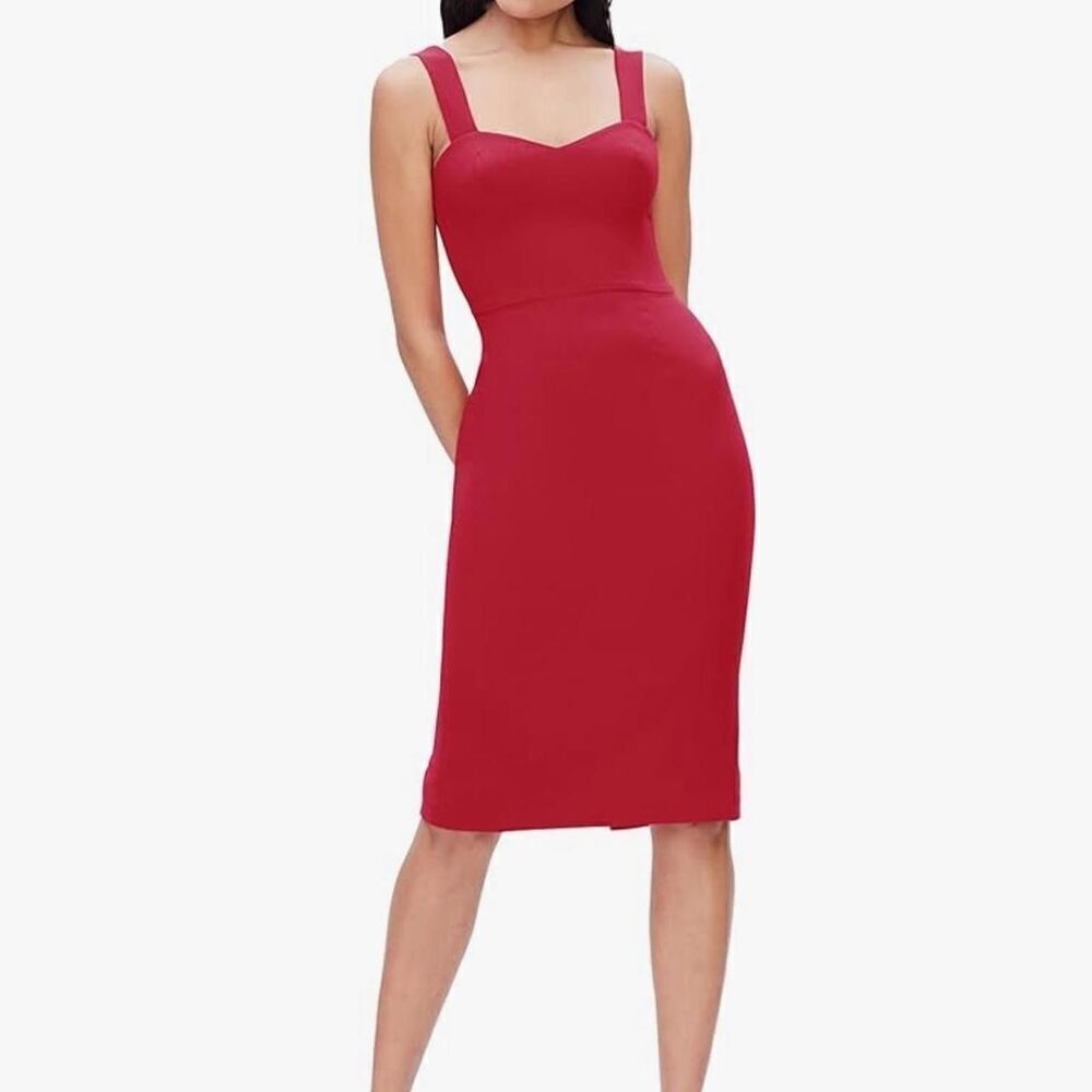 Dress the Population Nicole Sweetheart Neck Bodycon Midi Dress Garnet XS